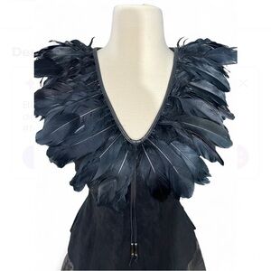 Stunning Blackish Blue Feather Suede Leather Cripple Creek top -M